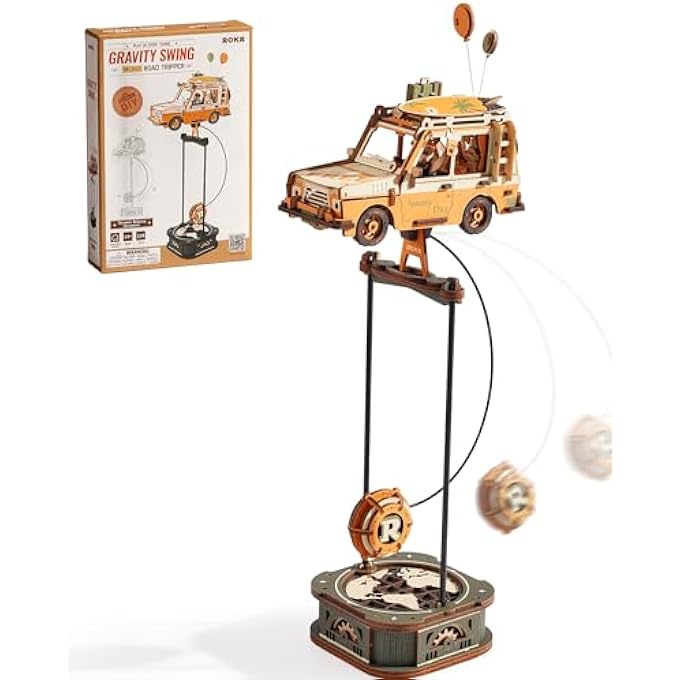 PENDULUM BALANCE TOY, 3D WOODEN PUZZLES FOR ADULTS, RETRO ROAD TRIPPER CAR, DIY CRAFT WOOD PUZZLE KIT, UNIQUE GIFT FOR MEN WOMEN - Image 1